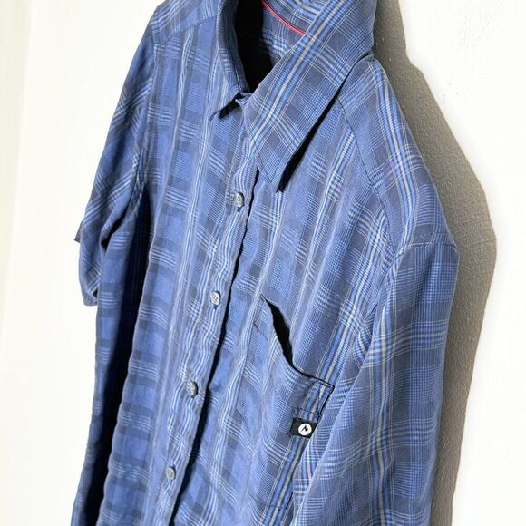 Marmot Short Sleeve Blue Plaid Button Down Shirt - Men’s US M - Picture 4 of 9